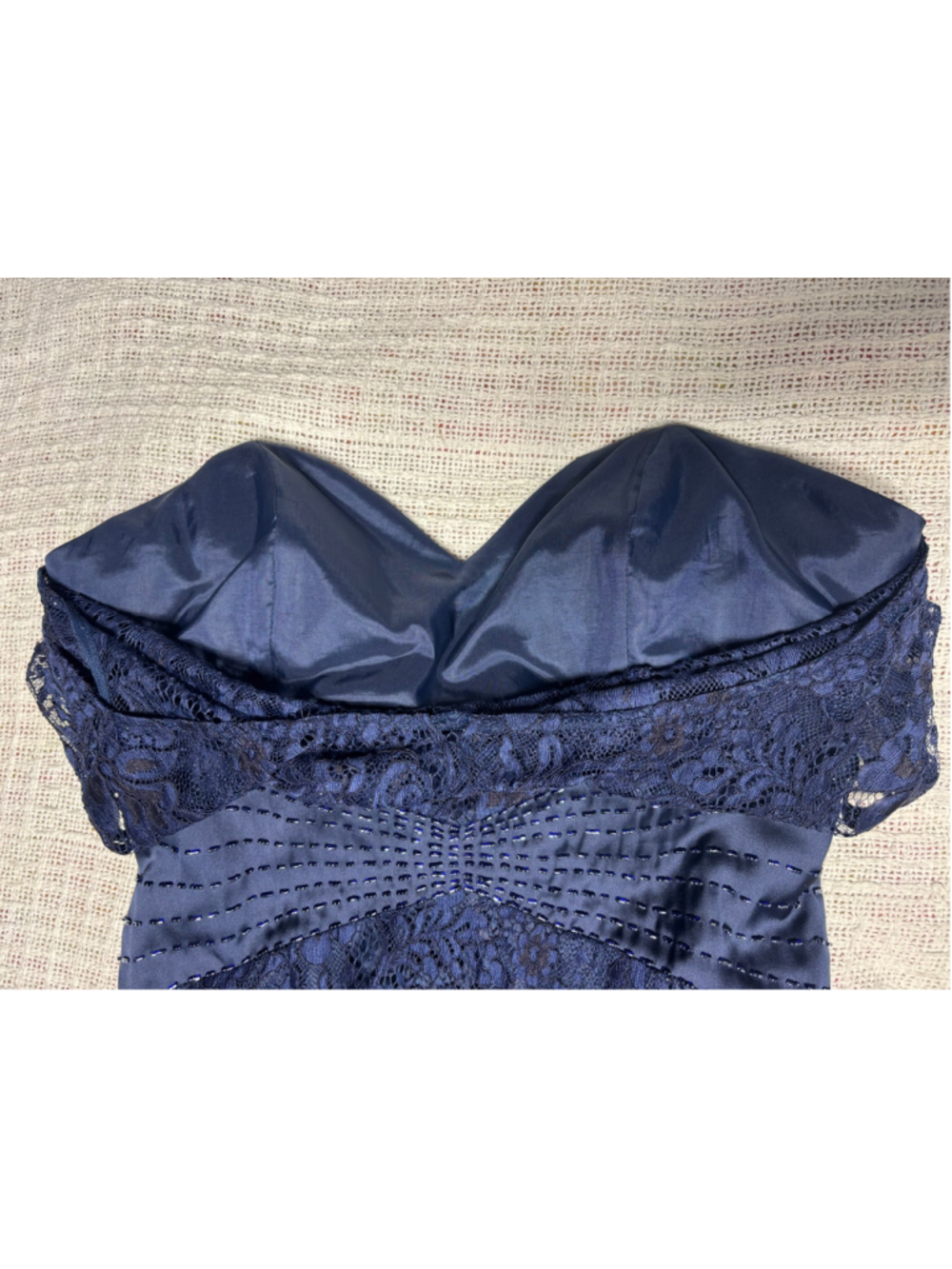 Jade Couture by Jasmine Navy Blue Lace Evening Gown Wedding Formal SZ 6 EUC - Picture 11 of 13
